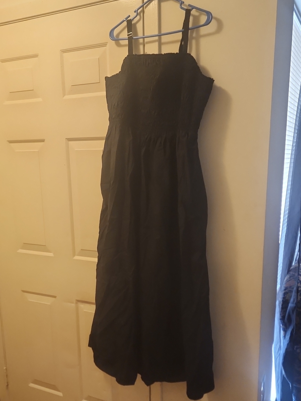 Lane Bryant Black Maxi Sundress with Smocked Bodice